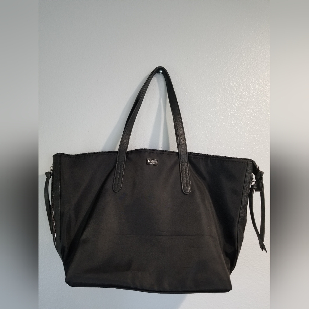 Botkier Womens Zipper Closure Large Tote Shoulder Handbag Black